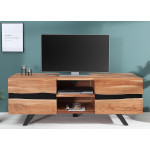 Meuble TV design bois massif et métal 160 cm / Acacia