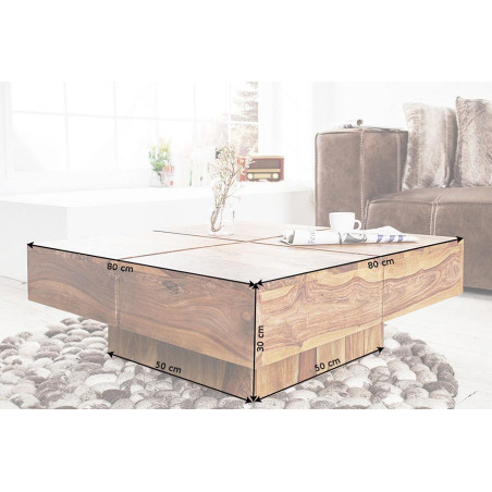 Table basse bois massif / Carrée 80 cm