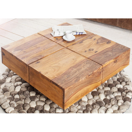 Table basse bois massif / Carrée 80 cm