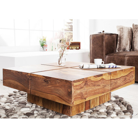 Table basse bois massif / Carrée 80 cm