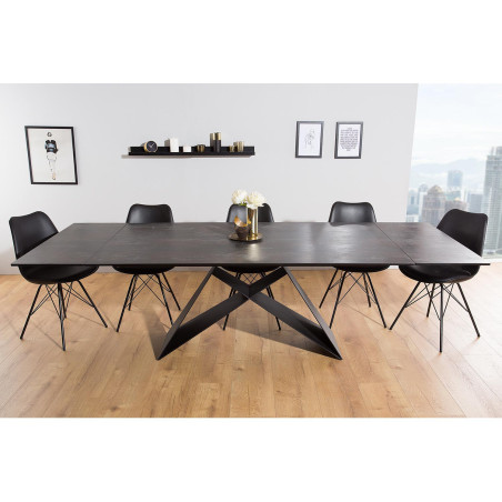 Table Contemporaine gris-lave et pied design noir métal