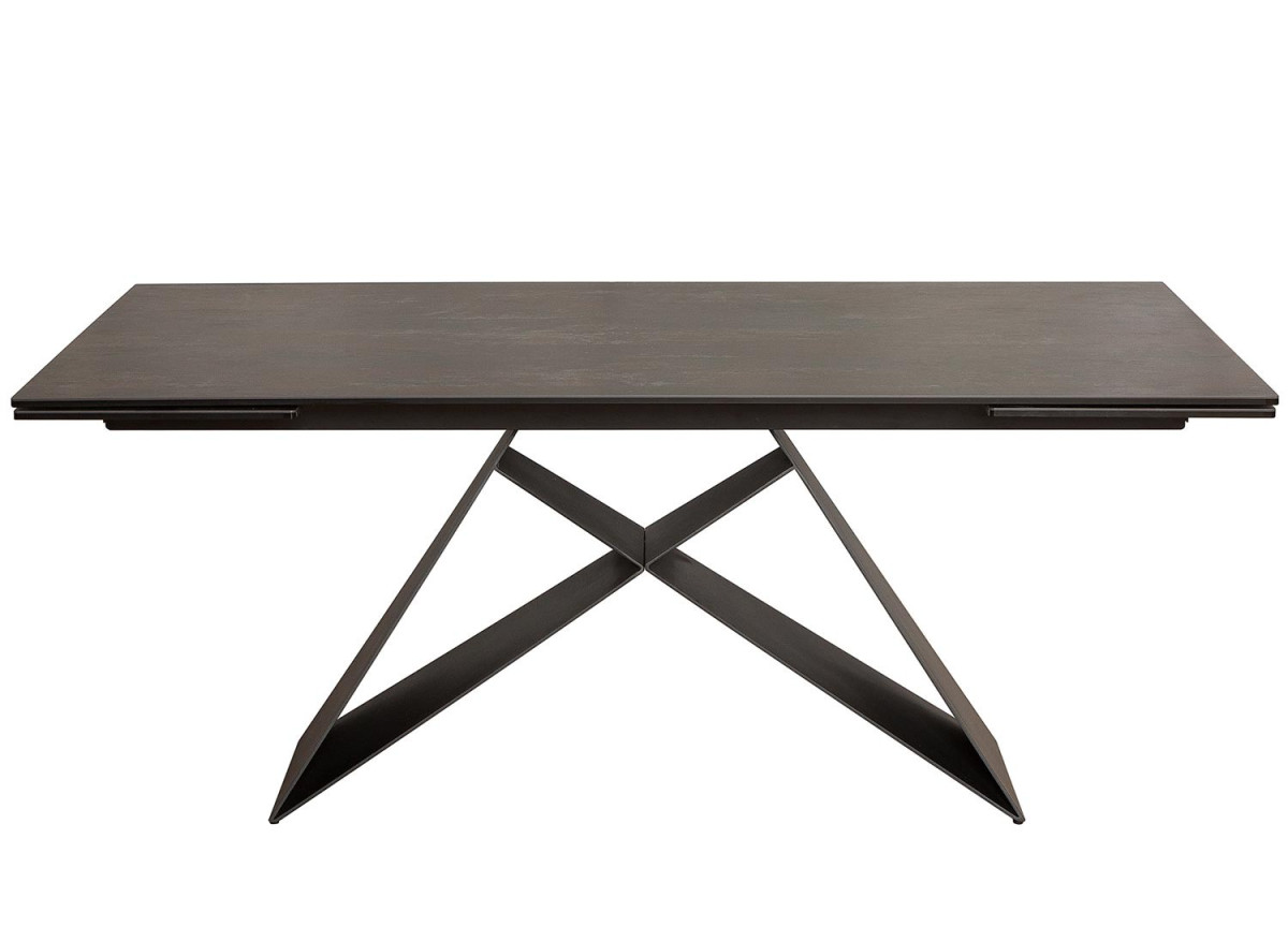 Table Contemporaine gris-lave et pied design noir métal