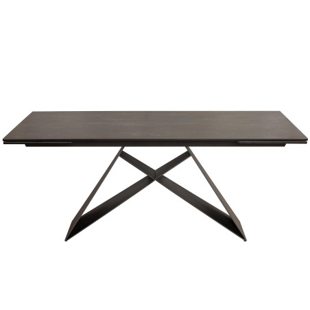 Table Contemporaine gris-lave et pied design noir métal