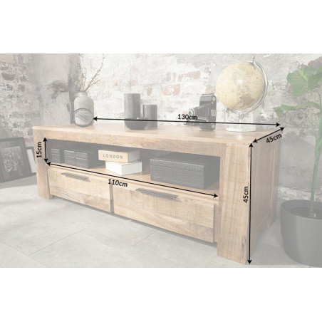 Meuble TV en bois massif / 130 cm