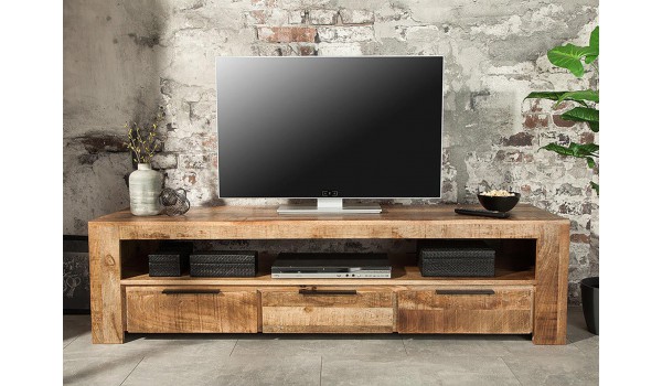 Meuble TV en bois massif / 170 cm pour salon