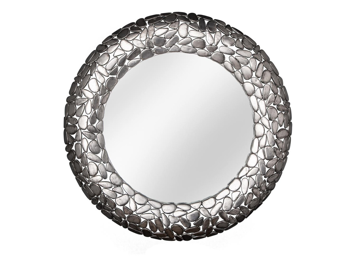 Miroir rond mural : Cadre métal et aluminium argenté