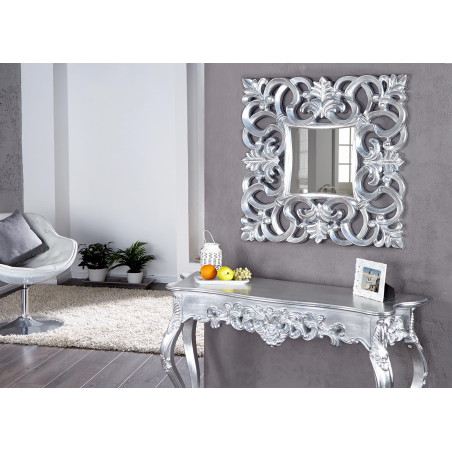 Miroir baroque carré argent antique