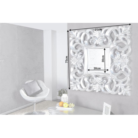 Miroir baroque carré argent antique