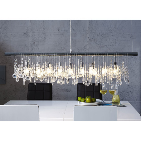 Luminaire suspendu réglable - Cristal & métal chromé