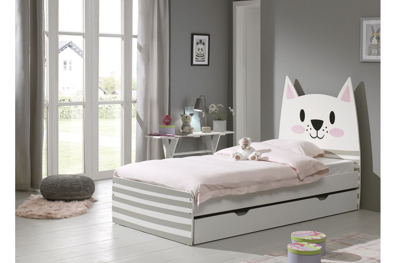 Lit Enfant 1 Place 90x0 Cm Decor Chat Pour Chambre Enfant Ado