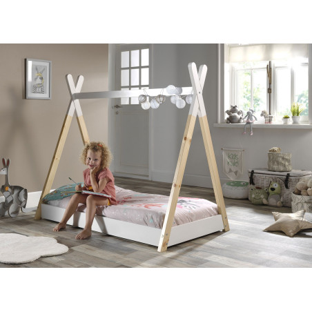 Lit tente tipi blanc - Sommier 70x140 cm