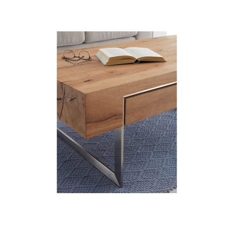 Table basse rectangulaire en bois plaqué chêne huilé