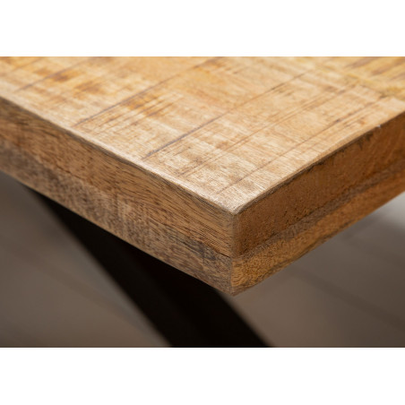 Table 180 cm en bois massif et pied métal noir design