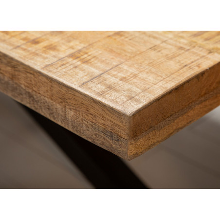 Table 200 cm en bois massif et pied métal noir design