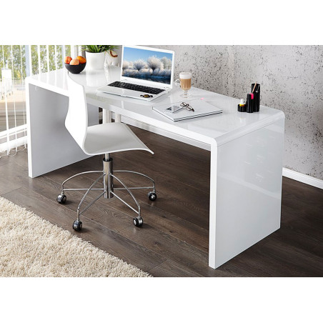 Bureau simple blanc laqué brillant pas cher