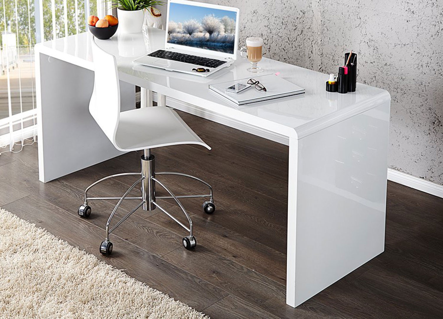 Bureau élégant moderne - Table d'ordinateur blanche - 120 cm de