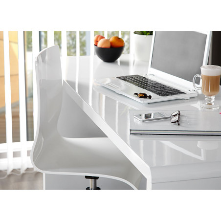 Bureau simple blanc laqué brillant pas cher