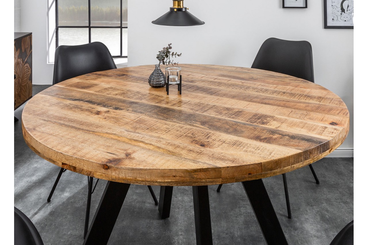 Table de repas ronde en bois massif 140 cm