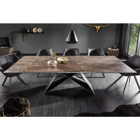 Table contemporaine en céramique - Pied métal noir design