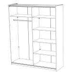 Lit 140/160/180 + chevet suspendu et armoire coulissantes