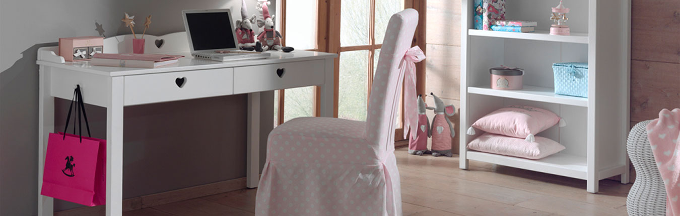 Mobilier de chambre fille blanc laqué Lana