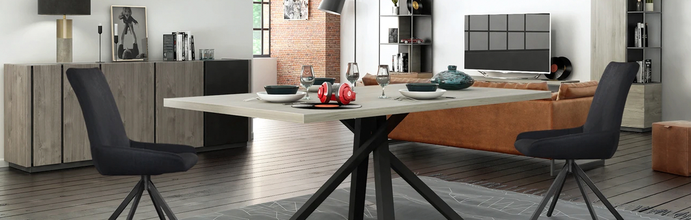 Table salle à manger industrielle design bois et métal pas cher