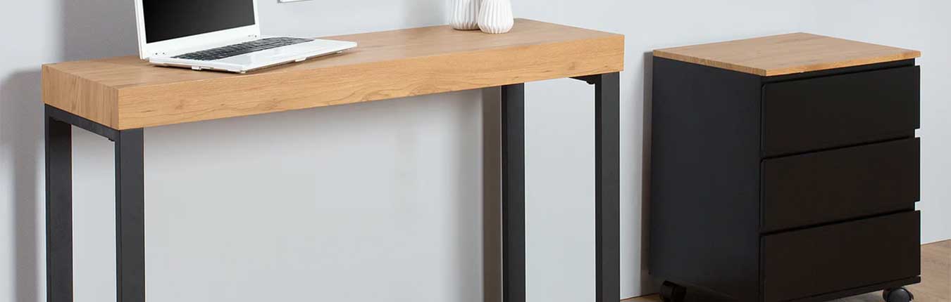 Meuble table console moderne noir et bois